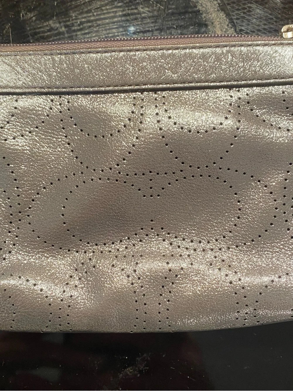 Coach Pewter Metallic Leather Wristlet
